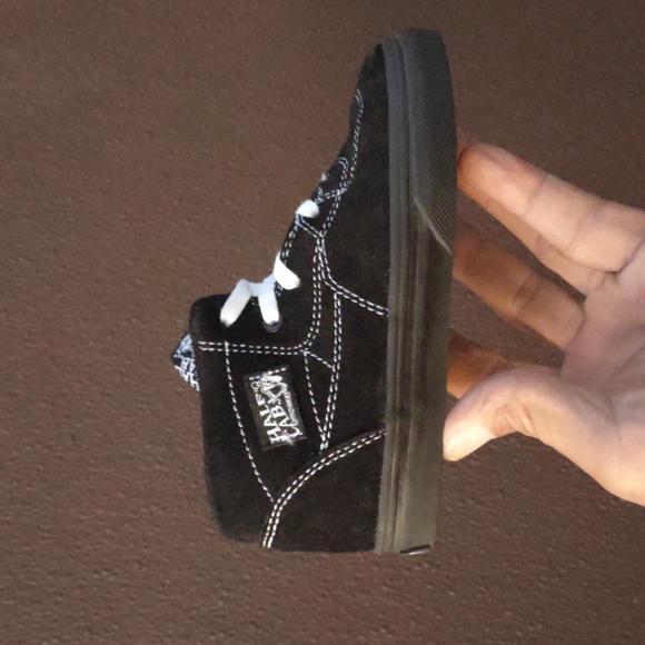 VANS HALF CAB BLACK/WHITE STITCH (TC6D) KIDS PROFESSIONAL SKATE BOARD SHOE - Picture 5 of 17